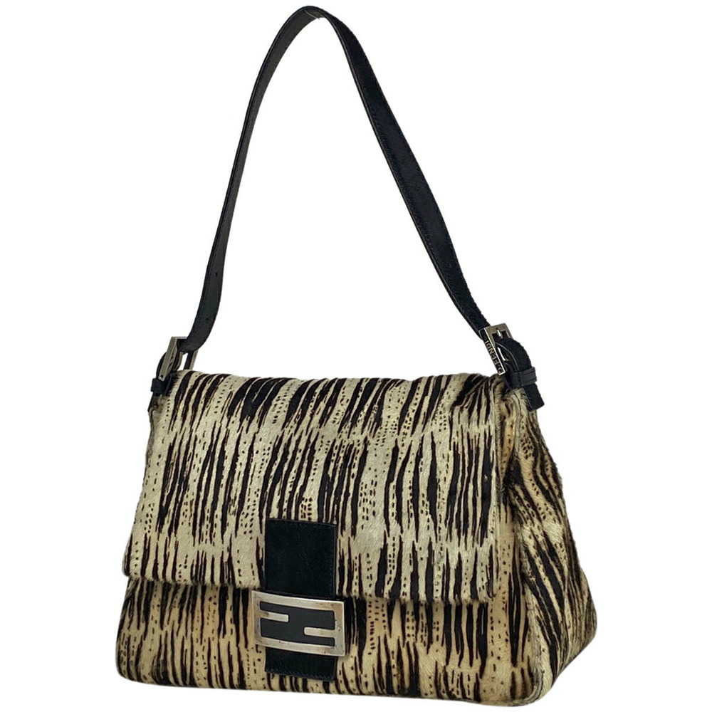 FENDI Zucca Shoulder Bag Mamma Bucket Zebra Pattern Harako White Black - Picture 1 of 6